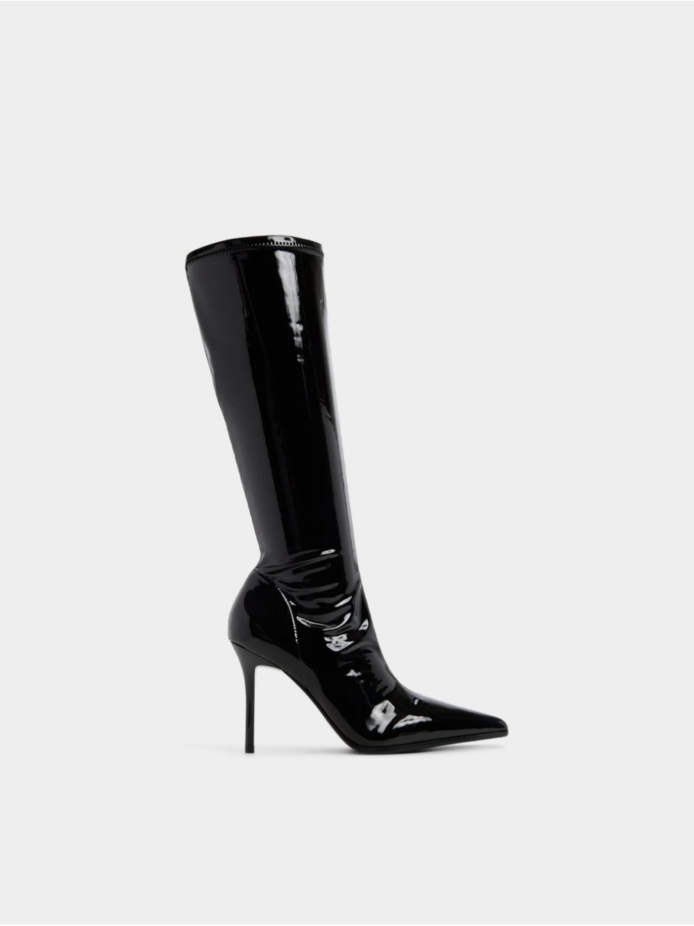 ALDO Patent Pointed-Toe Knee-High Stiletto Boot - Black